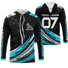 Load image into Gallery viewer, Xtreme blue dirt bike for adult kid youth custom MX jersey UV protective motorcycle riding shirt PDT77