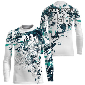 Personalized motocross jersey blue camouflage kid adult UPF30+ MX racing dirt bike off-road NMS984