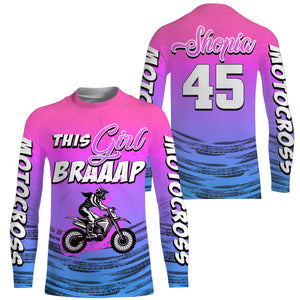 This Girl Brap custom motocross jersey for women girls UPF30+ pink dirt bike off-road motorcycle NMS965