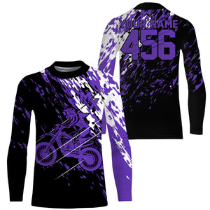 Personalized dirt bike jersey adult&kid UPF30+ Motocross biker girl MX racing off-road - Purple| NMS911