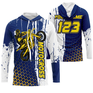 Custom motocross jersey blue kid men women UPF30+ MX racing dirt bike off-road motorcycle racewear NMS989