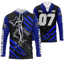 Load image into Gallery viewer, Xtreme customizable UPF30+ blue MX jersey for kid youth adult dirt bike racing shirt motorcycle PDT33