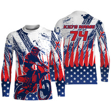 Load image into Gallery viewer, Motocross custom MX jersey kid women men UV protective American flag shirt dirt bike racewear PDT73