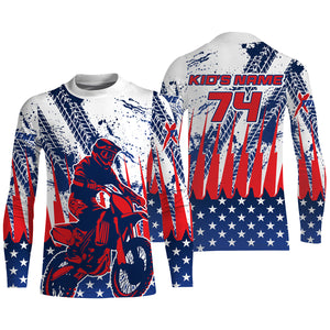 Motocross custom MX jersey kid women men UV protective American flag shirt dirt bike racewear PDT73