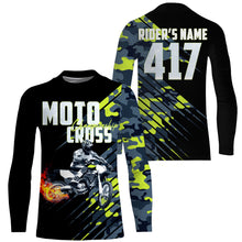 Load image into Gallery viewer, Custom Motocross kid men women UPF30+ jersey for MX camo green dirt bike off-road racing shirt PDT82