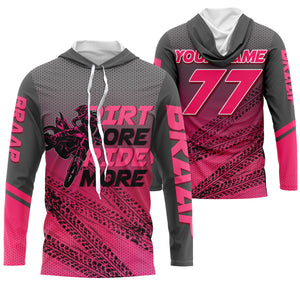 Girls women custom motocross jersey pink UPF30+ dirt bike MX racing Dirt More Ride More off-road NMS978