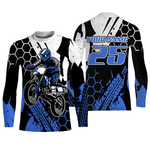 Custom jersey for dirt bike UPF30+ kid men women blue Motocross racing extreme off-road motorcycle PDT99