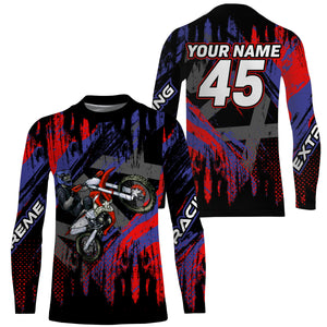 Personalized red MX jersey UPF30+ kid men women racing off-road dirt bike extreme motorcycle PDT56
