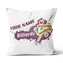 Load image into Gallery viewer, Personalized Billiard Balls Throw Pillow Custom Pillow Top Billiard Gift VHM0854