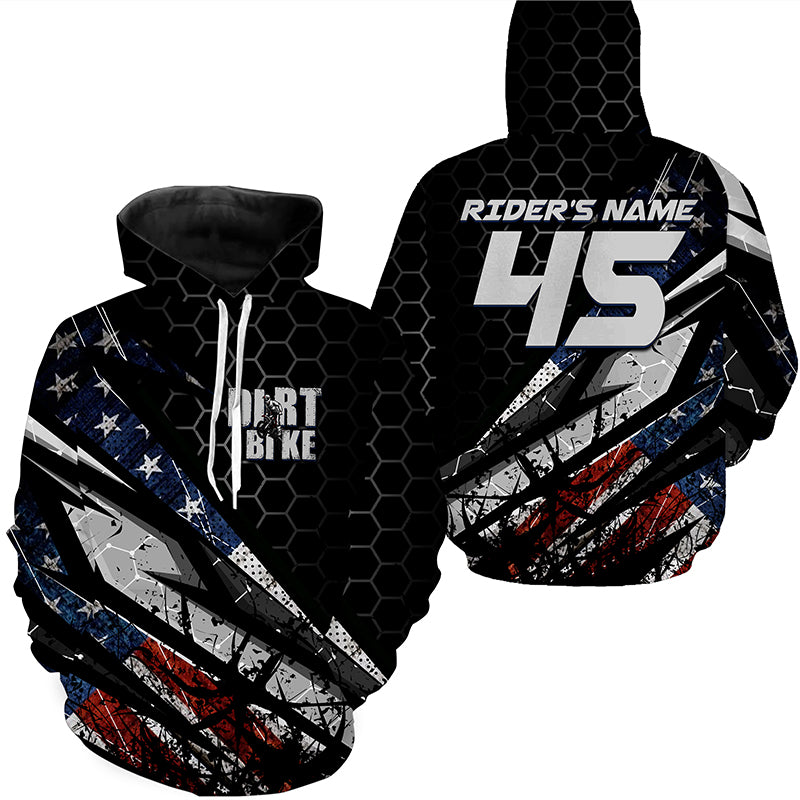 Adult Dirt Bike Hoodie UV Custom USA Hooded Jersey Motocross Off-Road Motorcycle Patriotic Hoodie PDT433