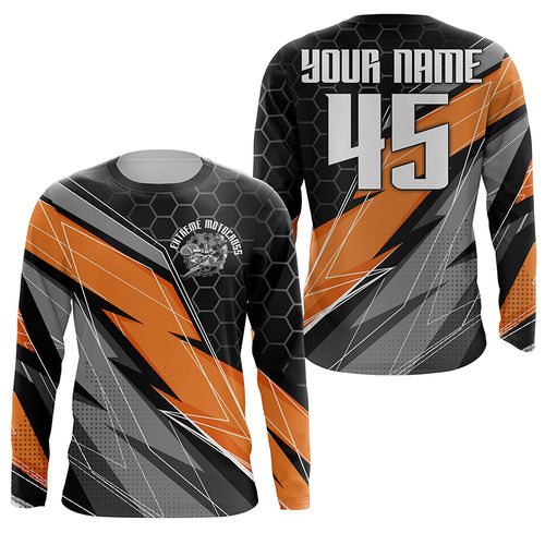 Orange Extreme Motocross Jersey Personalized UPF30+ No Guts No Glory MX Racing Dirt Bike Shirt NMS1207