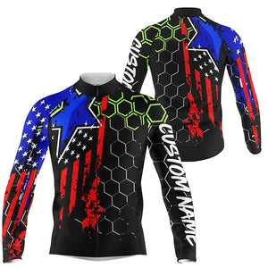 Mens American cycling jersey with 3 pockets Custom name USA bike shirts UPF50+ bicycle clothes| SLC210