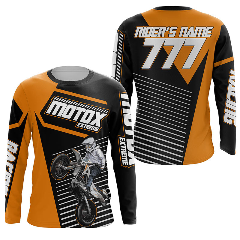 Personalized MotoX Jersey UPF30+ Orange Dirt Bike Racing Motocross Off-Road Motorcycle Shirt NMS1220