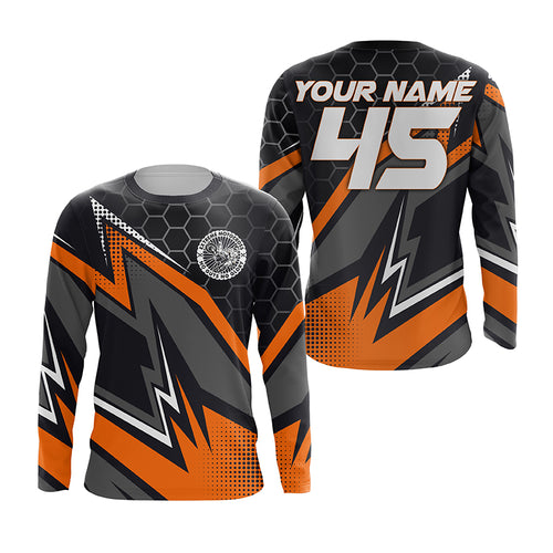 Orange Extreme Motocross Personalized Jersey UPF30+ No Guts No Glory Dirt Bike MX Racing Shirt NMS1173