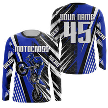 Load image into Gallery viewer, Blue Motocross Men Women Kid Jersey UPF30+ Custom Dirt Bike Off-Road Jersey Extreme Racing Shirt PDT372