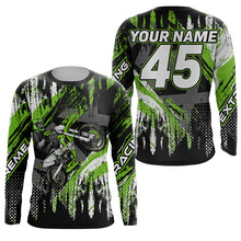 Load image into Gallery viewer, Personalized green Motocross jersey UV protective kid men women dirt bike off-road motorcycle shirt PDT383