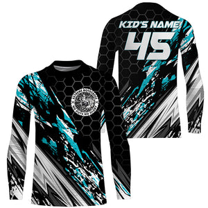 Personalized Motocross Jersey UPF30+ No Guts No Glory Blue Dirt Bike Extreme MX Racing Shirt NMS1176