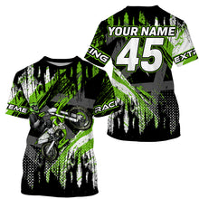 Load image into Gallery viewer, Personalized green Motocross jersey UV protective kid men women dirt bike off-road motorcycle shirt PDT383