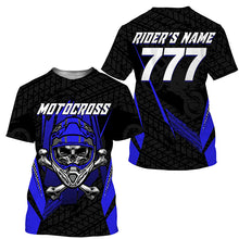 Load image into Gallery viewer, Skull Motocross youth men women jersey custom blue dirt bike UPF30+ off-road motorcycle shirt PDT358