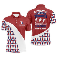 Load image into Gallery viewer, Personalized Men Bowling Shirt Red Argyle Bowling Jersey with Name Funny League Bowling Polo Shirt NBP44