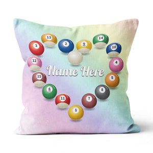 Customized Billiard Balls Heart Shape Pillow, Valentine Gifts For Pooler TDM0874