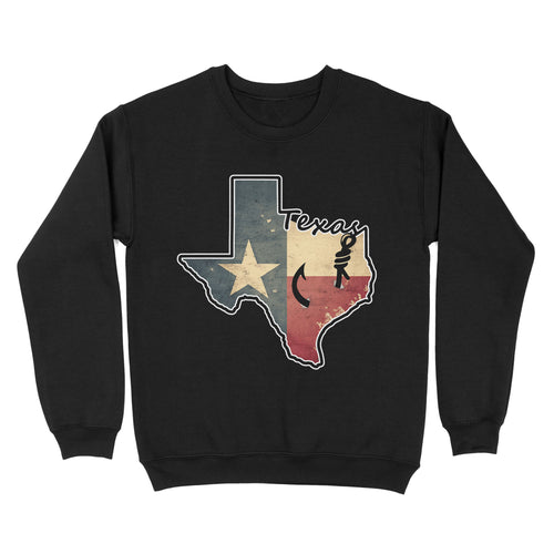 Texas fishing sweatshirt with Texas flag for fisherman Texas fishing forum A234