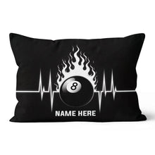 Load image into Gallery viewer, Funny Heartbeat Pulse 8 Ball Flame Custom Black Pillow, Billiard Pillows TDM0892