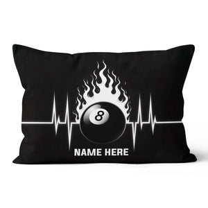 Funny Heartbeat Pulse 8 Ball Flame Custom Black Pillow, Billiard Pillows TDM0892