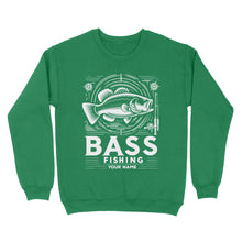 Load image into Gallery viewer, Sweatshirt - Bass fishing custom name personalized fishing shirt A53