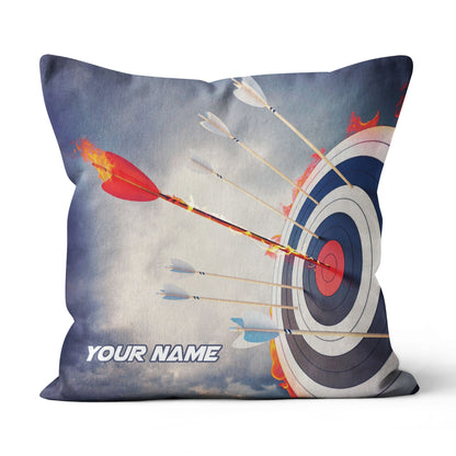 Personalized Flaming Arrow Archery Pillow Custom Pillow Top Archery Gift VHM0859