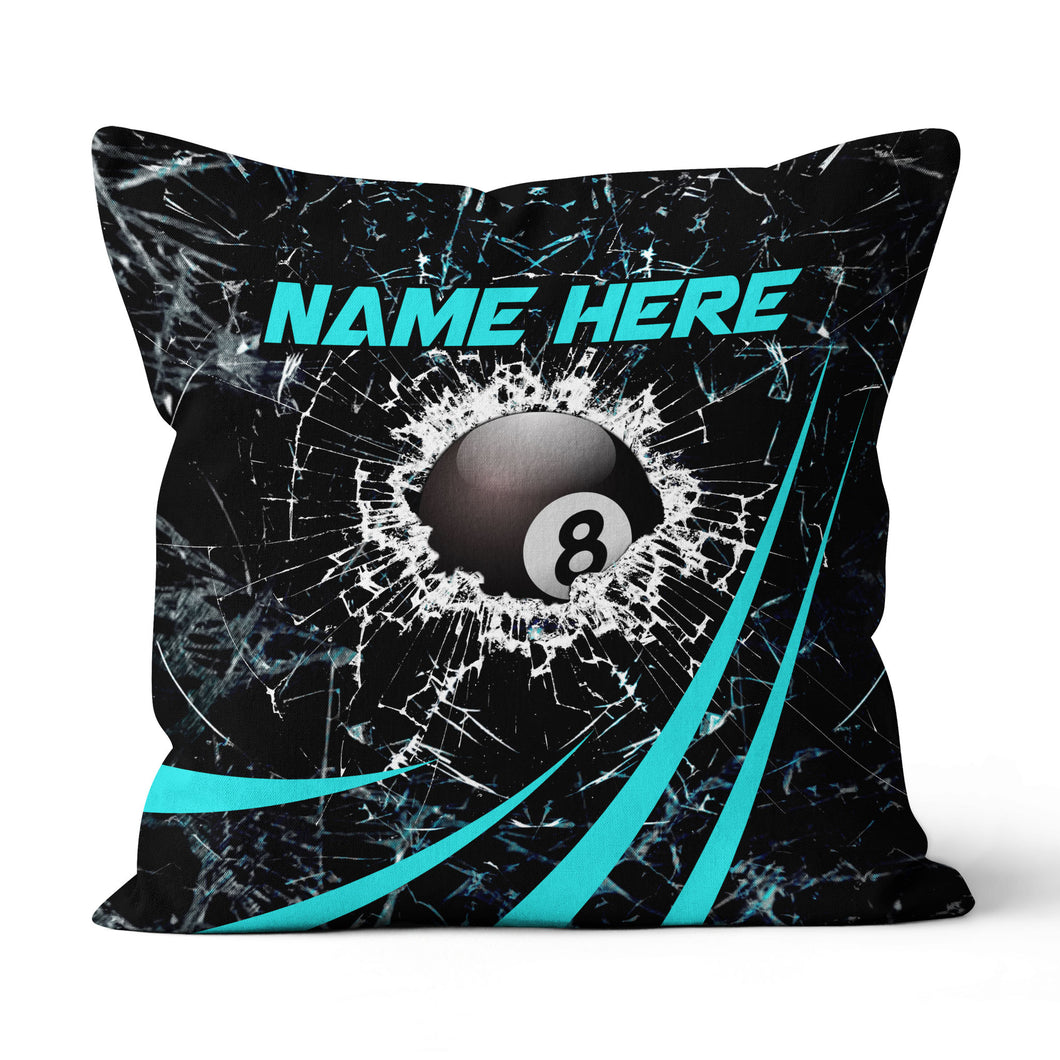 Personalized Blue Glass Break 8 Ball Billiard 3D Pillow, Billiards Gifts VHM0921