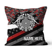 Load image into Gallery viewer, Personalized Red Retro US Flag Archery Pillow Gifts For Archery Lovers VHM0912