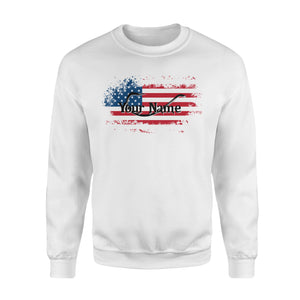 Custom name American Flag Fish Hook fishing Crew Neck Sweatshirt, personalized fishing apparel gift for Fishing lovers- NQS1198