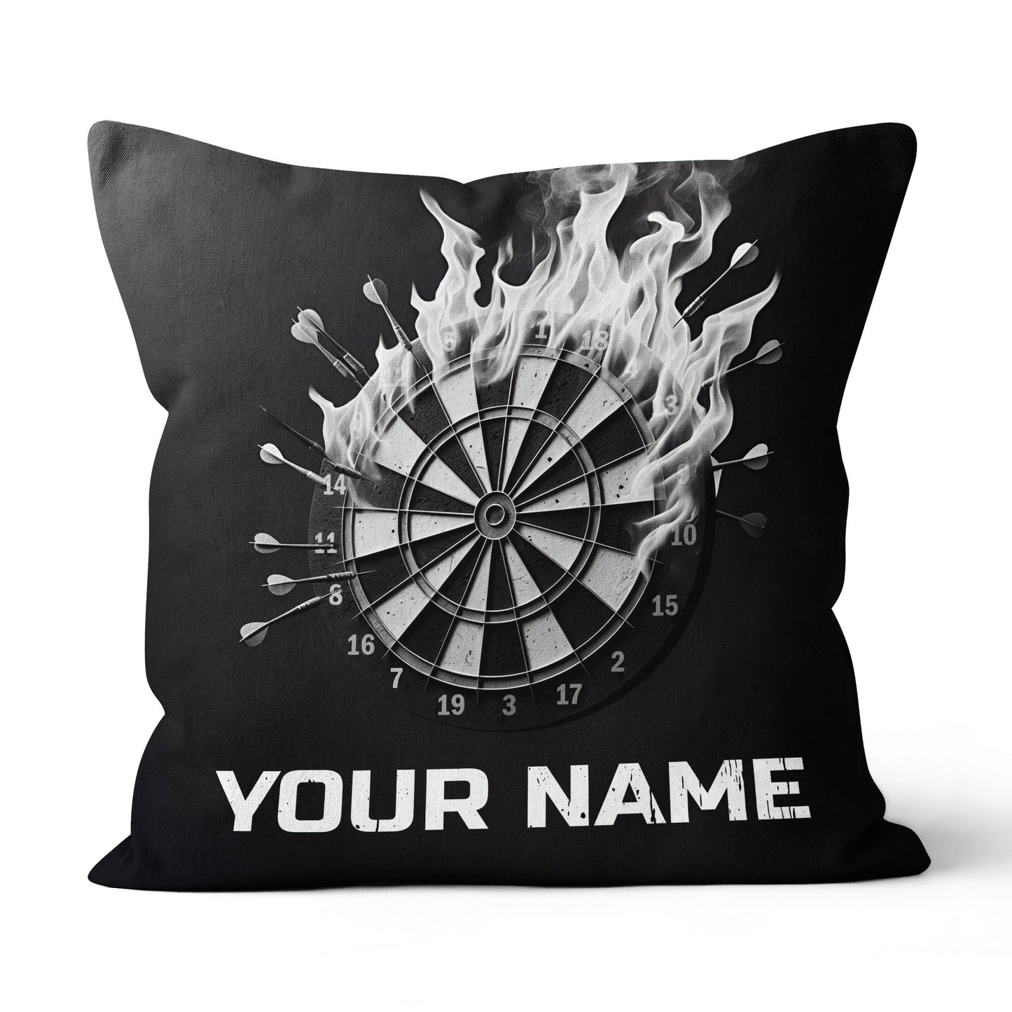 Black White Darts Flame Custom Throw Pillow Personalized Darts Gifts LDT1159