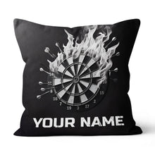 Load image into Gallery viewer, Black White Darts Flame Custom Throw Pillow Personalized Darts Gifts LDT1159