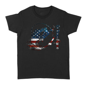 US Bass Fishing American Flag Custom name Women's T-shirt D02 NQS1248