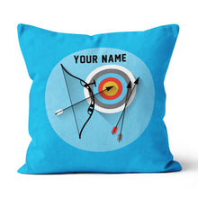 Load image into Gallery viewer, Personalized Archery Set Blue Pillow, Best Throw Pillows Archery Gifts TDM0763