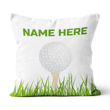 Load image into Gallery viewer, Green Golf Ball On Tee Personalized Pillow For Golfers Custom Golf Gifts LDT1215