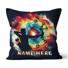Load image into Gallery viewer, Personalized Archery Colorful Tie Dye Throw Pillow Custom Archery Gifts VHM0924