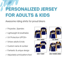 Load image into Gallery viewer, Personalized UPF30+ adult kid BMX racing jersey Blue enduro MTB shirt downhill cycling gear| SLC28