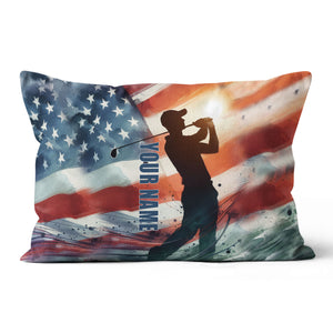 Watercolor American Flag Custom Pillow Personalized Patriotic Golf Gifts LDT1173