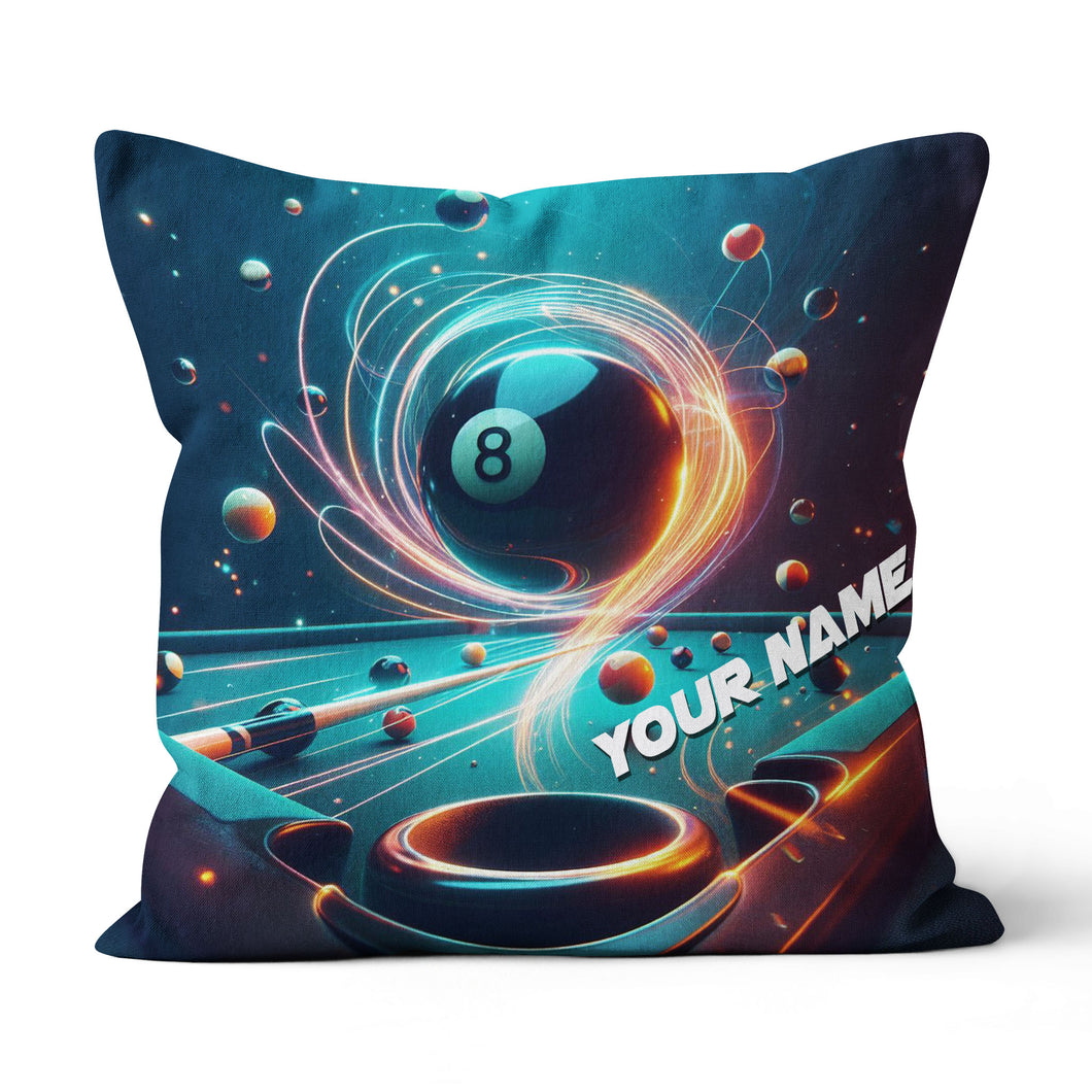 Personalized Billiard Balls In Space 3D Pillow, 8 Ball Pool Throw Pillow VHM0895