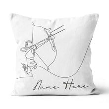 Load image into Gallery viewer, Customized Archery Player Line Drawing White Pillow, Archery Pillow Gift TDM0871