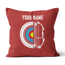 Load image into Gallery viewer, Personalized Red Target Archery Pillows, Custom Gifts For Archery Lovers VHM0829