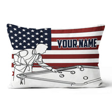 Load image into Gallery viewer, Patriotic US Flag Billiard Player Pillows Custom Billiard Throw Pillow TDM0823