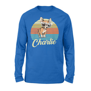 Custom name awesome Chihuahua 1970s vintage retro personalized gift - Standard Long Sleeve