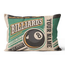 Load image into Gallery viewer, Personalized Retro Billiard Tournament Throw Pillow Gift For Pool Player VHM0840