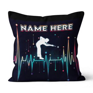 Funny Colorful Heartbeat Billiard Player Throw Pillow Custom Pool Throw Pillow TDM0893