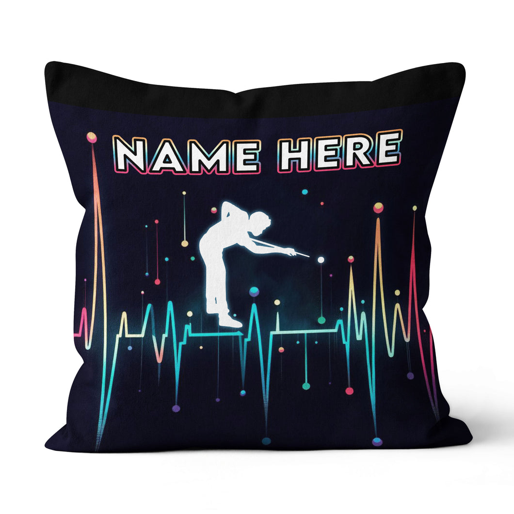 Funny Colorful Heartbeat Billiard Player Throw Pillow Custom Pool Throw Pillow TDM0893