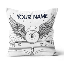 Load image into Gallery viewer, Personalized Billiard 8 Ball Wings Line Drawing Pillow, Billiards Gifts VHM0900